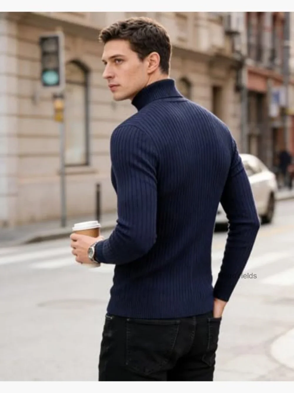 Slim Fit Turtleneck Sweater Cable Knit Thermal Pullover
